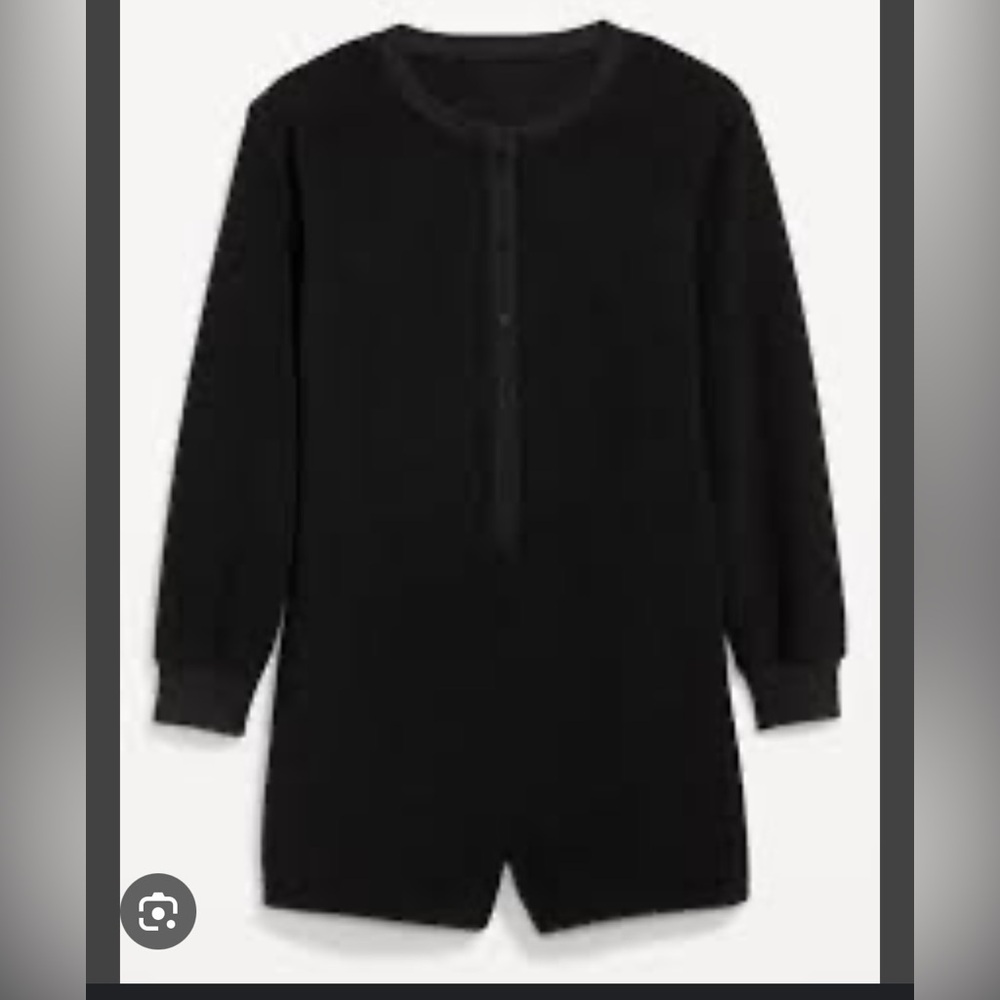 Old navy fleece romper pj’s medium navy blue color